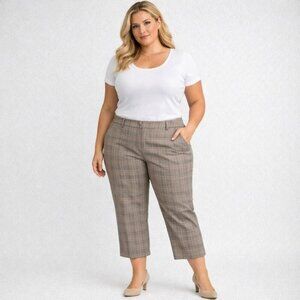 NWT Penningtons Plaid Cropped Trouser Pant Capri Savvy Fit